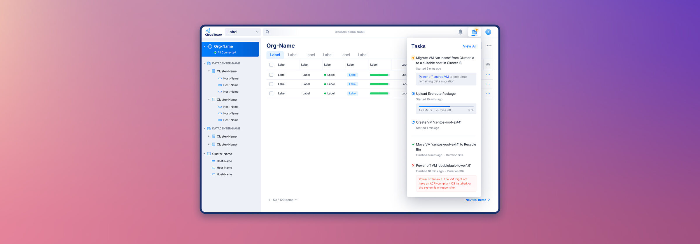 CloudTower Task Center Redesign